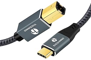 Thzzhnno USB B to USB C Printer Cable 6.6FT, USB C to USB 2.0 B Cord for MacBook Pro, MIDI Cable for Yamaha Casio Digital Piano, MIDI Keyboard, DJ Controller