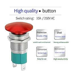 ZJWZJH 10 Amp Latching Push Button Switch 16mm
