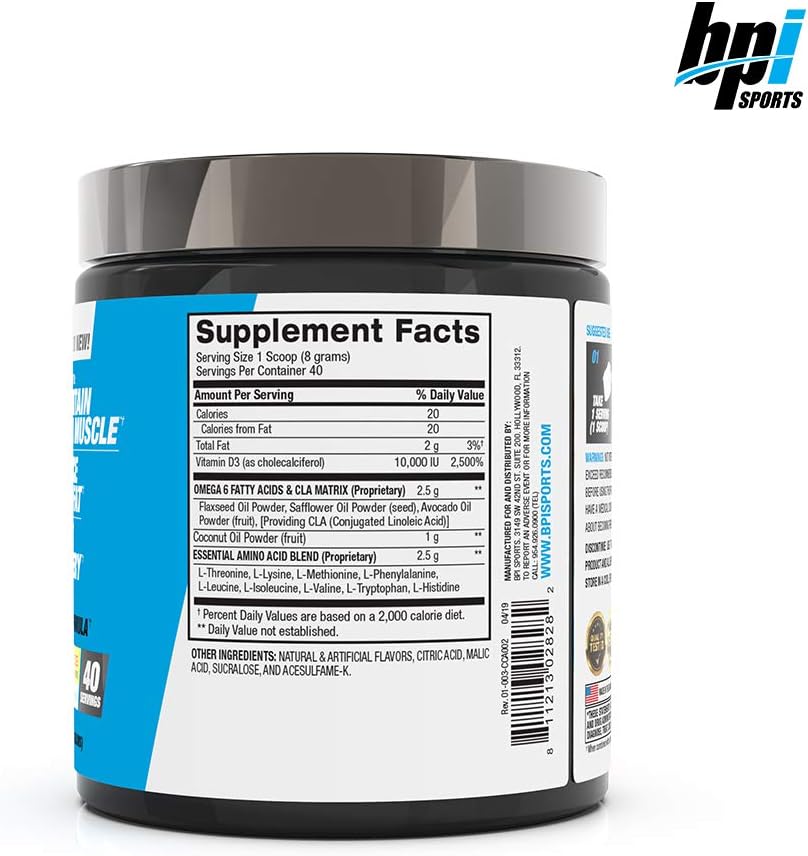 BPI Health CLA + Coconut Oil + Aminos, Non Stimulant Fat Loss Supplement Powder, Tropical Breeze, 40 Servings,11.28oz: Health & Personal Care