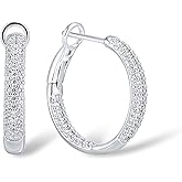 Santuzza 925 Sterling Silver Simulated Diamond Cubic Zirconia Hoop Earrings for Women