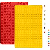 Silicone Gummy Molds, 148 Cavity Cute Star Heat Red Candy Mold/226 Cavity Mini Semi Sphere Round Square Yellow Dog Treat Mold