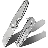 TGZUO Titanium Folding Utility Knife with Pocket Clip, EDC Box Cutter Pocket Knife with 10PCS Razor Blades for Men Women