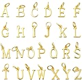 PH PandaHall 26pcs 18K Gold Plated A-Z Alphabet Letters Charms, 1/2 inch Initial Alphabet Pendant A-Z Alphabet Charms Pendant Beads for Jewelry Making Bracelets Necklace Keychain DIY Crafts