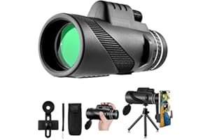 FONTSATTY 80x100 HD Monocular Telescope, High Power Monocular Telescope for Smartphone Wildlife Bird Watching Hunting Camping Travel Scenery with Smartphone Holder & Tripod