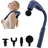 UFFAE Massage Gun with Upgraded Extension Handle, Back Massager for Pain Relief Deep Tissue, Muscles/Neck/Shoulders/Waist/Legs Massager with 4 Massage Heads & 6 Speed Levels & 3 Massage Modes, Blue