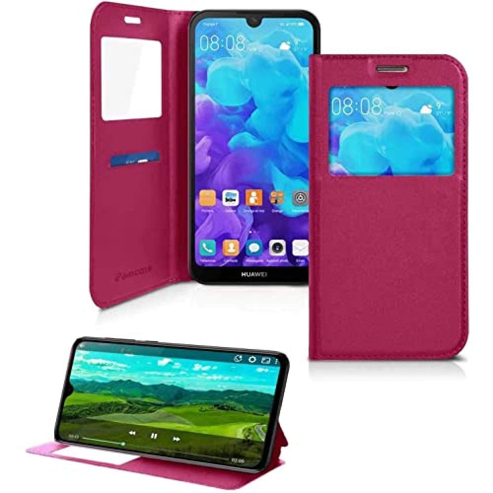 iPOMCASE Coque Protection Porte Carte pour Huawei Y5 2019, Rose