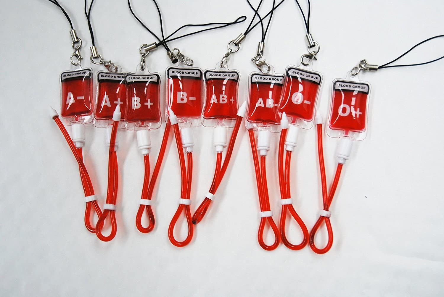 Blood Bag Key Chain Key Ring Mobile Phone Charm Blood Group (Blood Type AB+)…