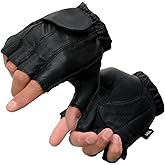 Milwaukee Leather SH442 Men's Black Leather Gel Padded Palm Fingerless Motorcycle Hand Gloves W/Soft ‘Genuine Leather’