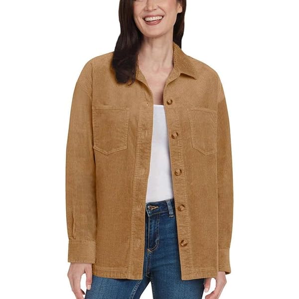 Amazon.com: Matty M Ladies' Corduroy Shirt Jacket (Camel, Large