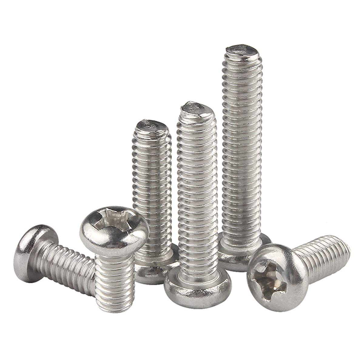 YOFASEN Metal Screws - M6 304 Stainless Steel PM Phillips Cross Head Screw Machine Screws Set, M6*12 20pcs