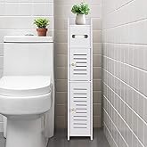 LuiceABC Toilet Paper Holder Stand, Over The Toilet Storage Cabinet for Bathroom, Slim Corner Shelf for Small Space Storage, Small Bathroom Storage Cabinet with Doors - White