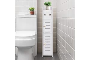 LuiceABC Toilet Paper Holder Stand, Over The Toilet Storage Cabinet for Bathroom, Slim Corner Shelf for Small Space Storage, 