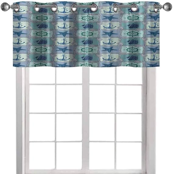 Ship Kitchen Valance, Nautical Themed Artwork with Marine Rope Starfish