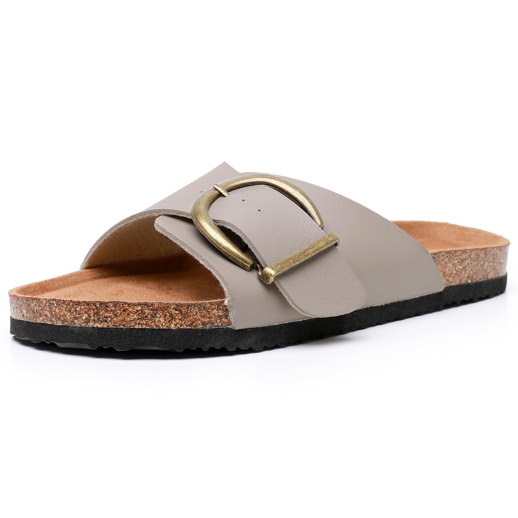 Photo 1 of LANCDON Women's Sandals Comfort Slides with Adjustable Buckle,Cork Footbed Sandals,Outdoor Beach Sandals