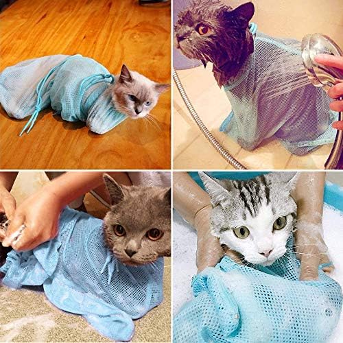 CEYZF Pet Grooming Bag Washing Bathing Cat Dogs Shower Pocket Tick Remover Tool Fleas Cleaning Adjustable Mesh Anti-biting Scratch Calming Resistant Restraint Ear Nail Trimming Home Care Store - Image 5