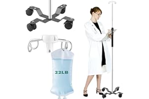 Crilealym IV Pole with Wheels,47 to 100In Infusion Floor Stand Telescopic with 4 Hooks IV Bag Holder Stand Portable Feeding Pump Stand Stainless Steels Pipe Extension Pole IV Influsion Pole (Silver)