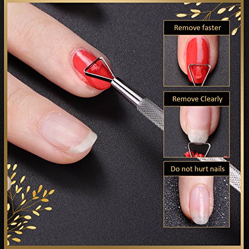 Adecco LLC Cuticle Pusher Stainless Steel Triangle Cuticle Peeler Scraper Remove Gel Nail Polish Nail Art Remover Tool Rose Gold And Silver(2 Pack) - Thumbnail 5