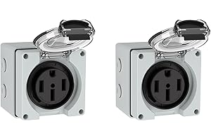 Cwmiibili 2X 50Amp Power Outlet Box,125/250Volt NEMA 14-50R Receptacle Outdoor Dustproof and Weatherproof for Electric Vehicl