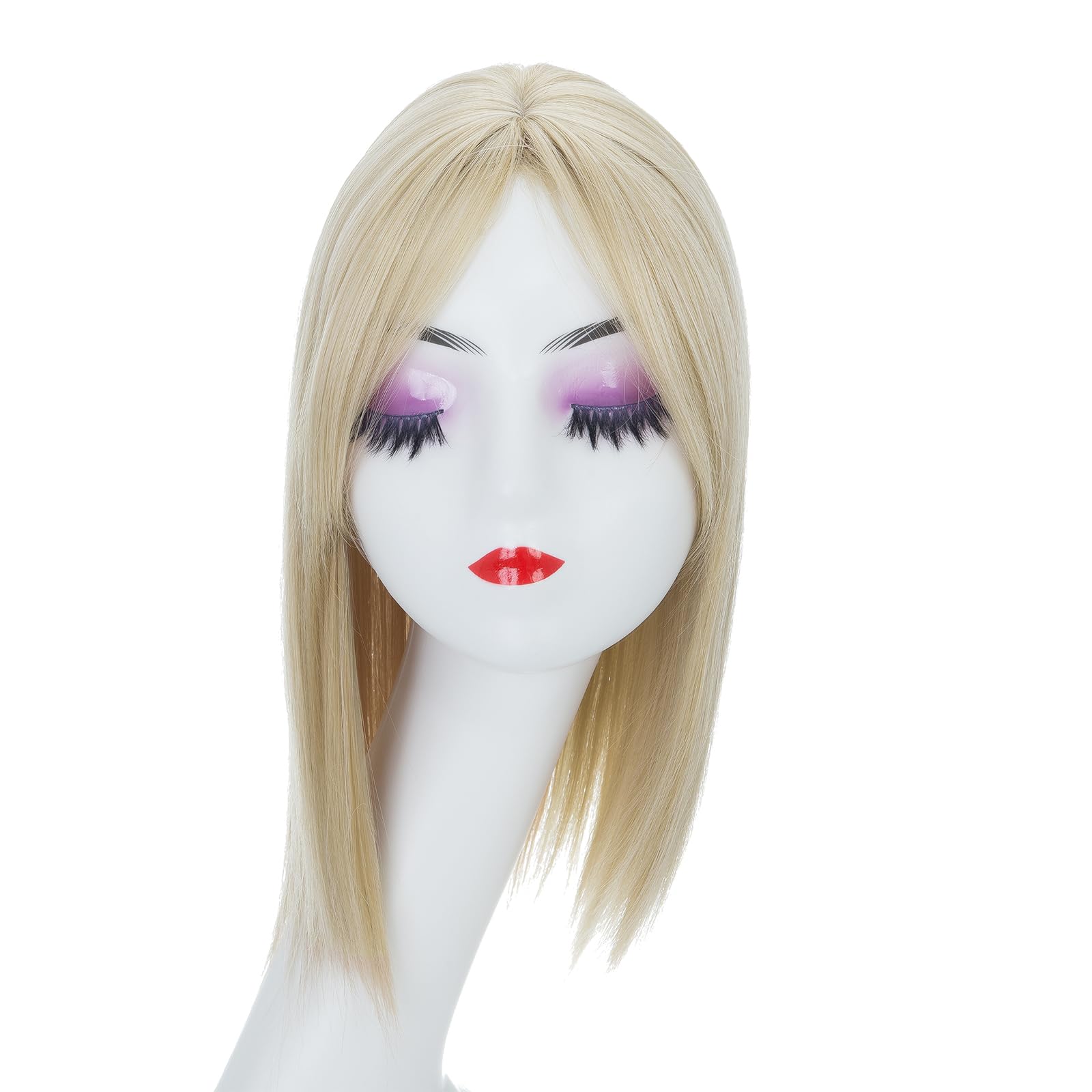 BUYOGET Highlight Hair Topper Clip in Hair Pieces for Woman Straight 14 Inch Clip in Toppers with Fringe for Thinning Hair