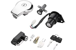 Ignition lock, Metal Motorcycle Ignition Switch Fuel Gas Seat Lock Keys for Virago XV535 XV250 XV125, Silver