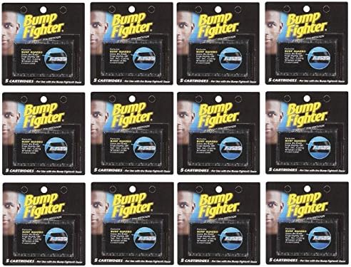 Bump Fighter Refill Cartridge Blades 5 Ct Each (12 pack) + FREE Scunci Black Roller Pins, 18 Pcs