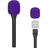 SUNMON Handheld Mic Stand for Rode Wireless Mic with Pop Filter(Purple), Holder for Rode Go 2/Wireless Pro, Interview Microphone Adapter Handheld for Wireless Go/Wireless ME