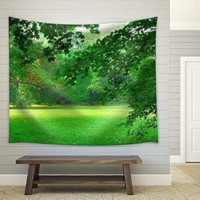 Beautiful View of Green Trees and Grass - Fabric Tapestry, Home Decor - 51x60 inches