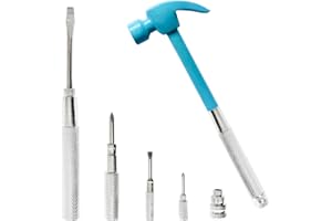 LASUND 6-in-1 Hammer Screwdriver Set, Multi Tool Handy Hammer,Compact Screwdriver Set, Home Improvement Multi Tool, Household Tools with Phillips Screwdriver, Flat head Screwdriver and Nail Puller(Blue)