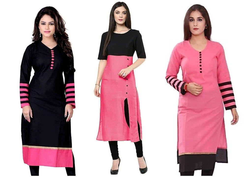 pramukh fashion women's cotton kurtis (b.p.dott,mbpink)_free size semi stich)