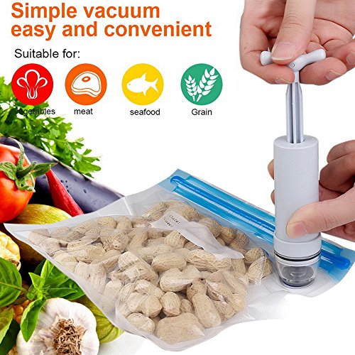 Sous Vide Bags Kit for Various Cookers,Accessories Include 15 BPA Free Reusable Vacuum Bags, 1 Hand Pump,4 Bag Sealing Clips,Practical for Food Storage & Cooking