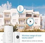 TECKNET Wireless Doorbell IP65 Waterproof Plug in 1300ft Range 60 Chimes White view 5