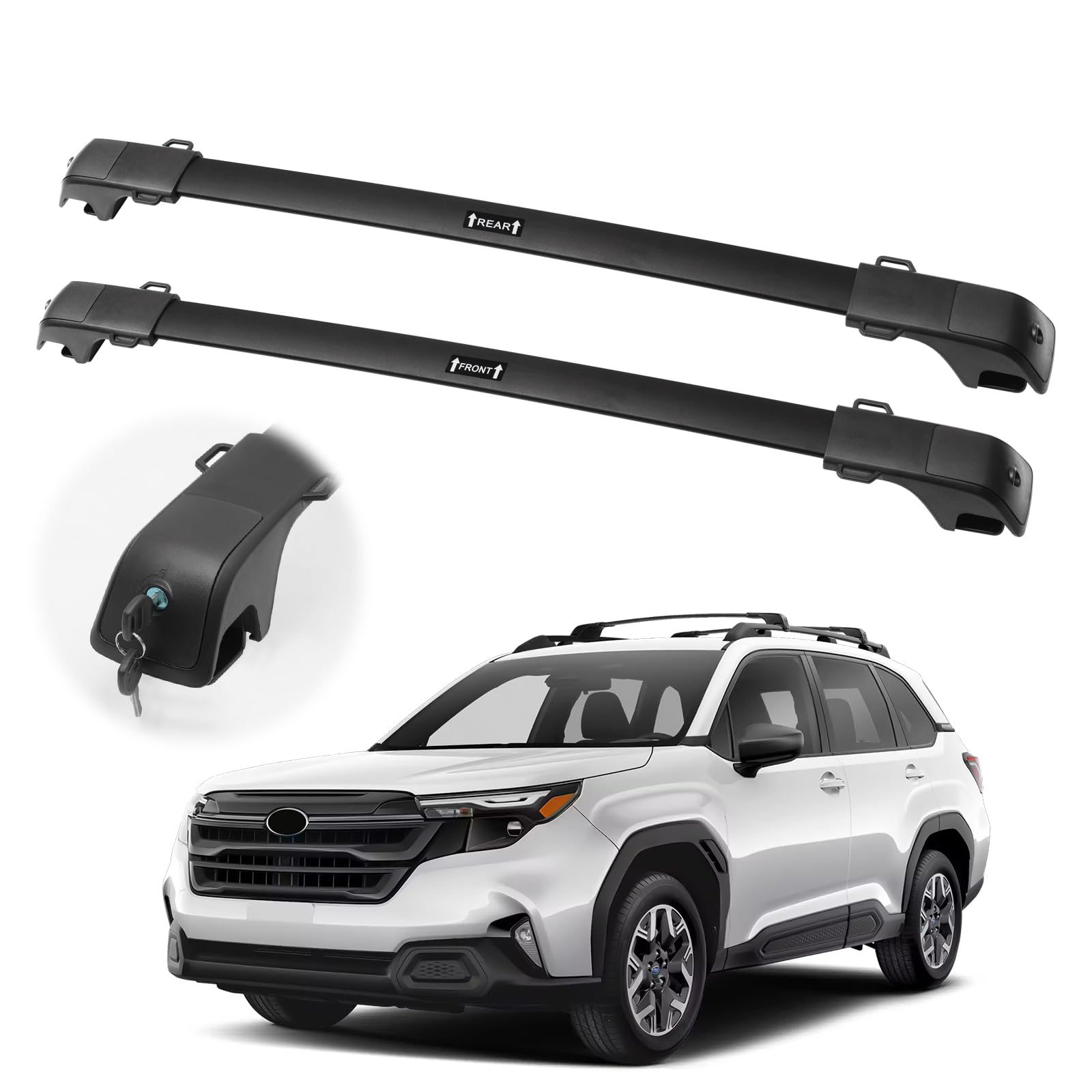 Photo 1 of 300LBS Roof Rack Cross Bars for 2025 2026 Subaru Forester Base/Premium/Limited with Raised Side Rails, Aluminum Anti-Theft 2025 Forester Cross Bars, Carrier Roof Rails for 2026 Forester Accessories