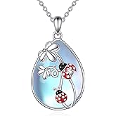JBAERD Panda/Bunny/Ladybug Necklace Sterling Silver Moonstone Animal Pendant for Women Jewelry Birthday Gifts