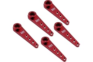 YijiaLink 5pcs Aluminum 25T Servo Horn 37mm M2.5 Threads Metal 25 Teeth Extension Steering Arm Compatible with Futaba Savox Power Servos RC Car Truck
