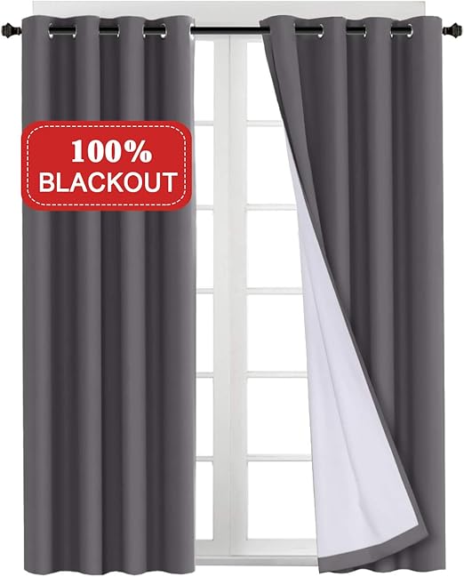Amazon Com 100 Blackout Curtains 108 Inch Grey Faux Cotton With