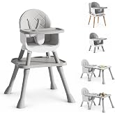 6-in-1 Convertible Baby Highchair for Babies and Toddlers, Booster Seat | Toddler Chair &amp; Building Block Table, Removable Tray, Easy Clean Cushion &amp; 5-Point Harness