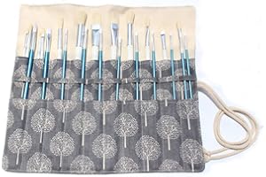 BUSOHA Roll Up Paint Brush Holder Artist Canvas Roll Pouch Bag Makeup Brushes Case Organizer Rollup Protection（15 inch,Without Brushes）