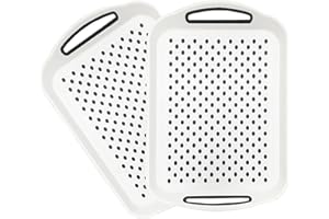 Baoswi 2 Pack Non Slip Serving Tray with Handles, 40 * 28.5 cm Rectangle Anti-Slip Non-Toxic Dishwasher Safe Tray for Snack F