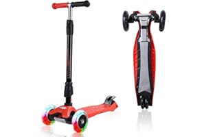 WV WONDER VIEW Kick Scooter Kids Scooter 3 Wheel Scooter, 4 Height Adjustable Pu Wheels Extra Wide Deck Best Gifts for Kids, Boys Girls