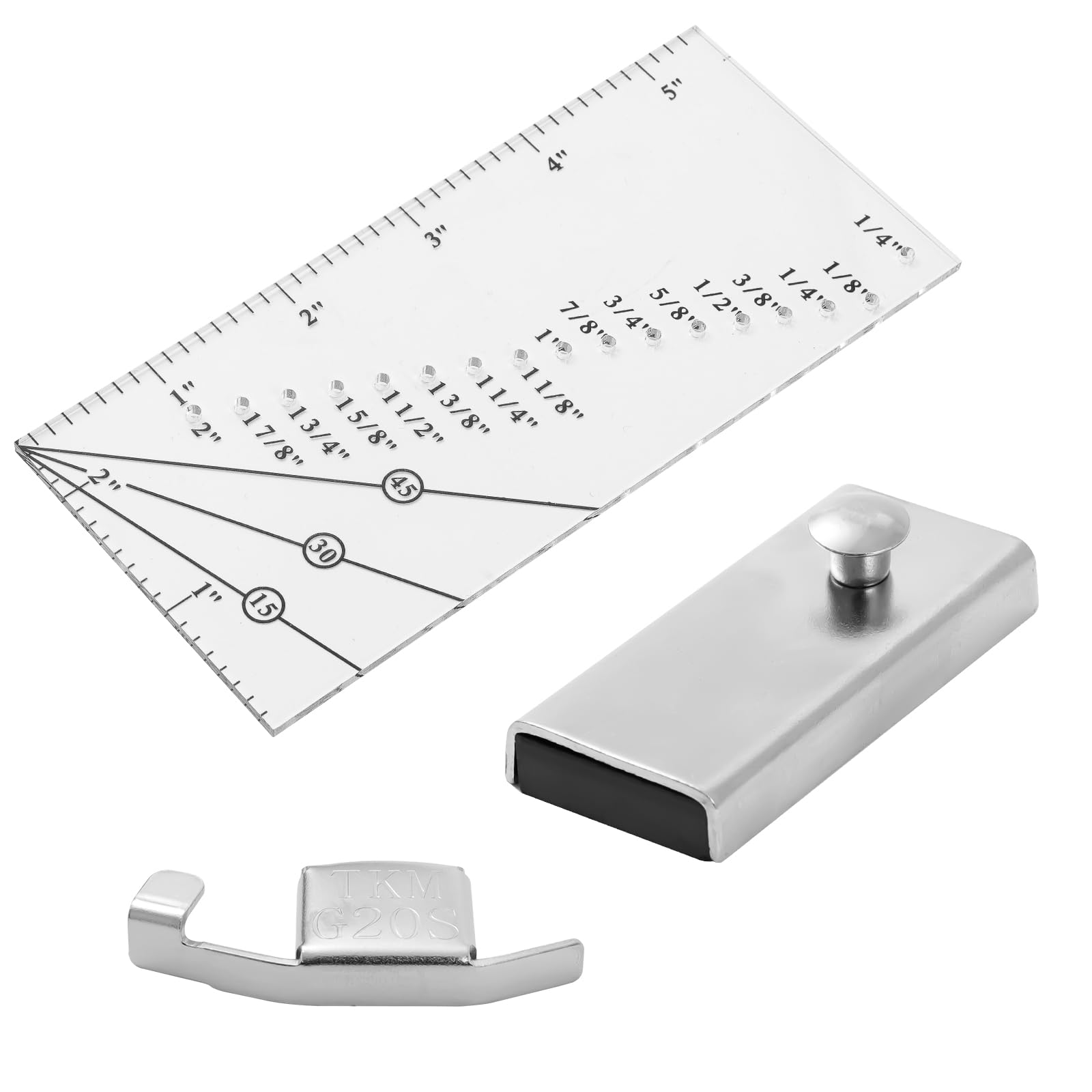 LOCKISH Seam Guide Ruler and Magnetic Seam Guide, 3 Pcs, Sliver, Acrylic, Metal, Precision, Magnet and Metal Construction
