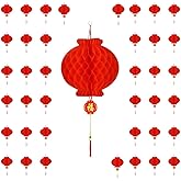 KYMY 40pcs Chinese & Vietnamese Red Paper Lanterns, 2026 Hanging Round Decorative Red Paper Lanterns for Lunar New Year,Spring Festival, Wedding Celebration, Home Decorations (15cm-5.9inch)