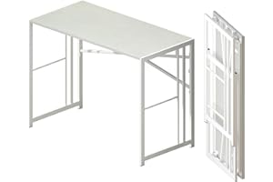 Lutown-Teen Folding Desk 40 inch Writing Gaming Computer Camping Table, No Assembly Required Home Office Desk, White