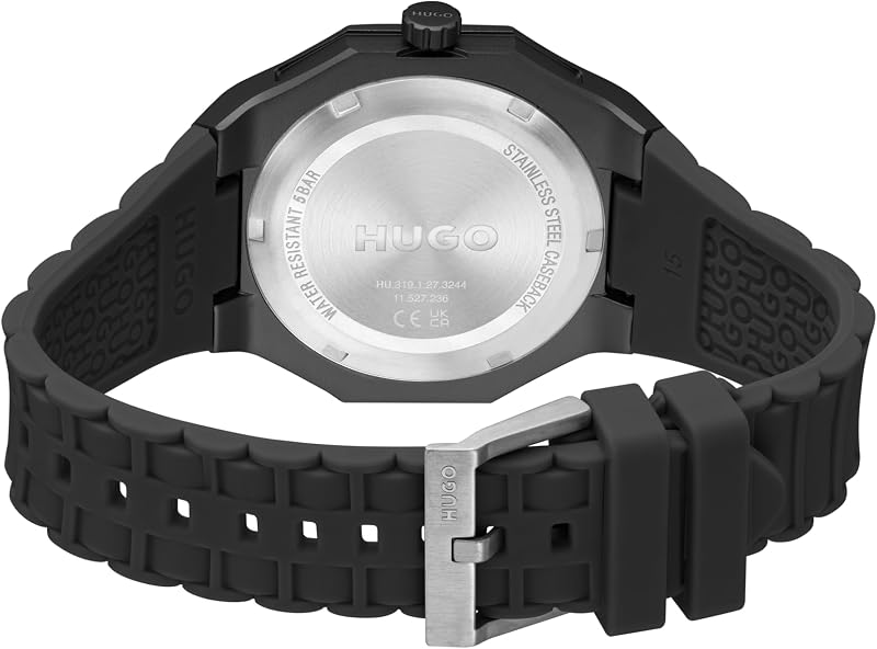 Montre à Mouvement à Quartz Trois Aiguilles pour Homme Collection #Grail Light avec Bracelet en Silicone Noir - 1530396