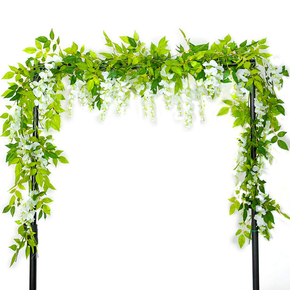 Warmiehomy Wisteria Artificial Flowers 2 Pcs 7 ft Fake Garden Wisteria Vine Garland DIY Flower Plant Decoration for Wedding Party Outdoor Christmas & New Year Decors