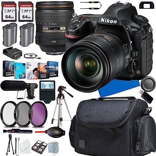 Nikon D850 DSLR Camera with 24-120mm Lens+Shot-Gun Microphone+Photo  Software Package+Case+128 GIG Memory+Slave Flash+Tripod(13PC) Bundle in  Kuwait