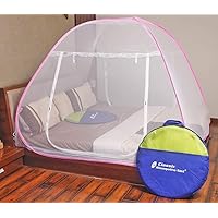 Classic Mosquito Net - Foldable, King Size Double Bed With Saviours - (Pink)