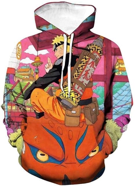 Moda Naruto Anime Patrón Impreso Sudadera con Capucha Unisex Tallas ...