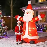 8FT Christmas Inflatables Santa Claus Outdoor Yard Decorations, Christmas Blow up Santa with LED Lights, Winter Outside Decor for Holiday Party Patio Garden Lawn, Xmas New Year Kids Gifts (Santa)