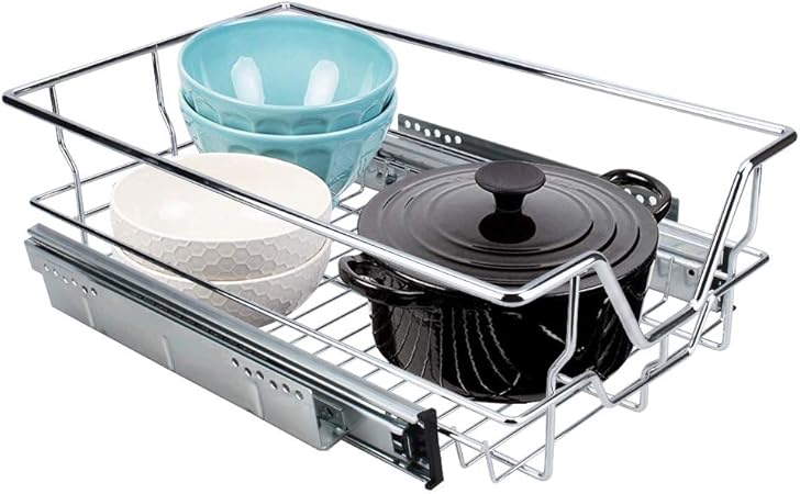 GREENSEN - Cesta de alambre para cocina, gabinete deslizante de metal