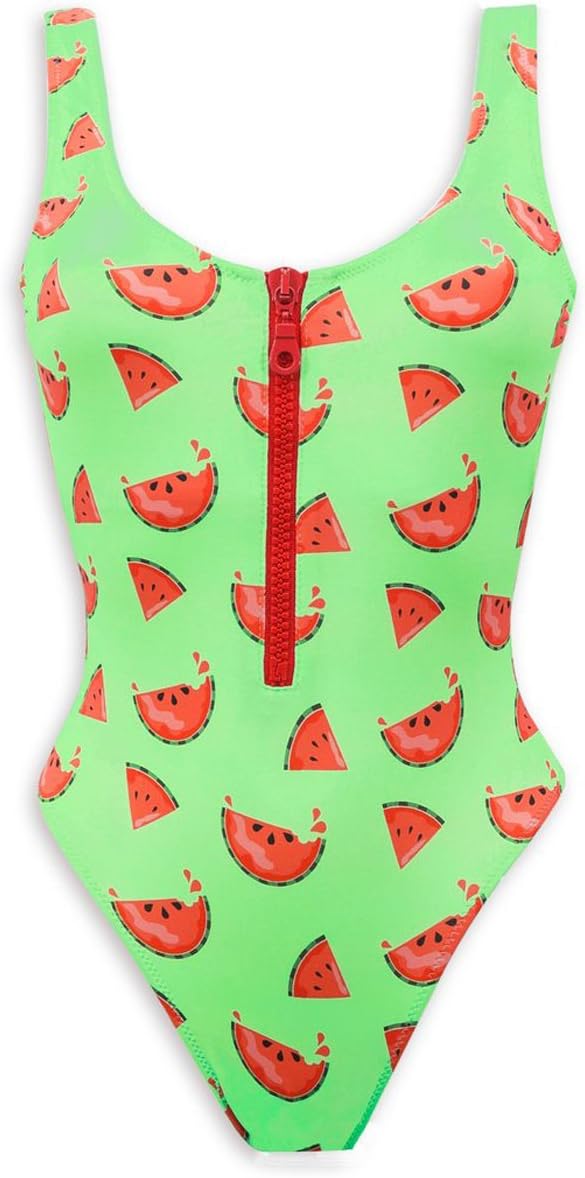 CHYRIIWomen Sexy Zipper Front Low Back High Cut One Piece Swimsuit Bathing Suit